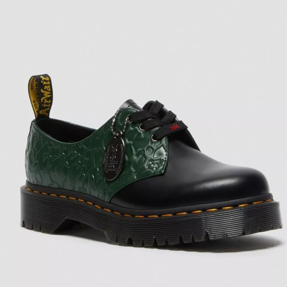 Dr. Martens Collab X-girl 1461 Bex RARE 8 Green Leopard black Embosses Platform - Picture 14 of 16
